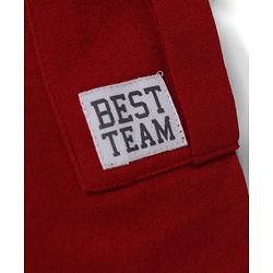 Babyhug Cotton Terry Knit Full Length Solid Lounge Pant with Cargo Pockets & Best Team Text with Football Patch - Red