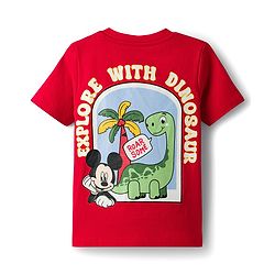 Babyhug Disney Cotton Knit T-Shirt with Mickey Mouse Graphic Half Sleeves Round Neck Dark Dark Red 3-6 Months