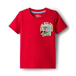 Babyhug Disney Cotton Knit T-Shirt with Mickey Mouse Graphic Half Sleeves Round Neck Dark Dark Red 3-6 Months