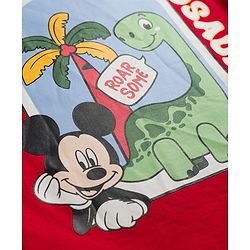 Babyhug Disney Cotton Knit T-Shirt with Mickey Mouse Graphic Half Sleeves Round Neck Dark Dark Red 3-6 Months