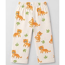 Babyhug Cotton Knit Full Sleeves T-Shirt & Pyjama Night Suit with Cub Print -  Off White