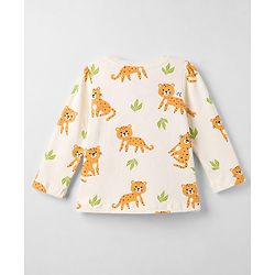 Babyhug Cotton Knit Full Sleeves T-Shirt & Pyjama Night Suit with Cub Print -  Off White