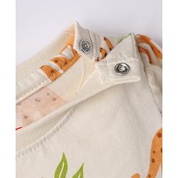 Babyhug Cotton Knit Full Sleeves T-Shirt & Pyjama Night Suit with Cub Print -  Off White