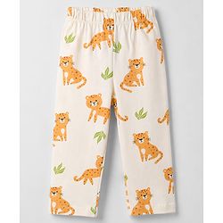 Babyhug Cotton Knit Full Sleeves T-Shirt & Pyjama Night Suit with Cub Print -  Off White