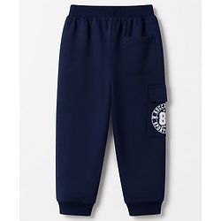 Babyhug Cotton Terry Knit Jogger Fit Lounge Pants With Text Print in Blue