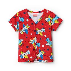 Babyhug 100% Cotton Knit Half Sleeves Jhablas with Airplane Print Pack of 3 - Multicolot