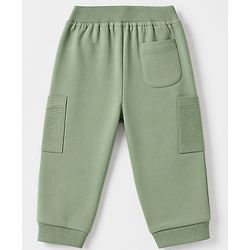 Babyhug Cotton Terry Knit Full Length Solid Lounge Pant - Olive Green