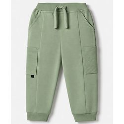 Babyhug Cotton Terry Knit Full Length Solid Lounge Pant - Olive Green