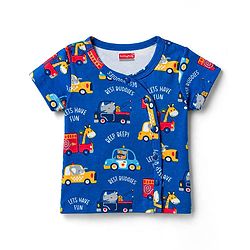 Babyhug 100% Cotton Knit Half Sleeves Striped & Animal & Vehicles Printed Jhablas Pack Of 3 - Multicolor