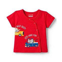 Babyhug 100% Cotton Knit Half Sleeves Striped & Animal & Vehicles Printed Jhablas Pack Of 3 - Multicolor