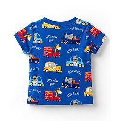 Babyhug 100% Cotton Knit Half Sleeves Striped & Animal & Vehicles Printed Jhablas Pack Of 3 - Multicolor