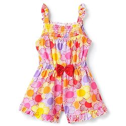 Babyhug Single Jersey Knit Sleeveless Floral Printed Jumpsuit With Bow Applique - Multicolor