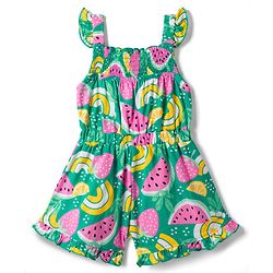 Babyhug Single Jersey Knit Sleeveless Jumpsuit With Fruit Print - Multicolor