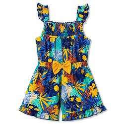Babyhug Single Jersey Knit Sleeveless Tropical Theme Printed Jumpsuit - Multicolor