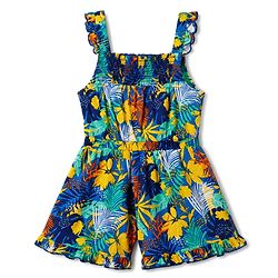 Babyhug Single Jersey Knit Sleeveless Tropical Theme Printed Jumpsuit - Multicolor