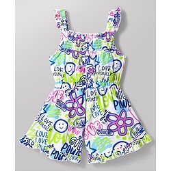 Babyhug Single Jersey Knit Sleeveless Jumpsuit With Text Print - Multicolor