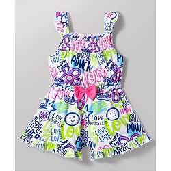 Babyhug Single Jersey Knit Sleeveless Jumpsuit With Text Print - Multicolor