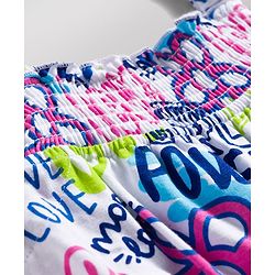 Babyhug Single Jersey Knit Sleeveless Jumpsuit With Text Print - Multicolor