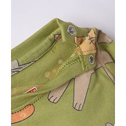 Babyhug Cotton Knit Full Sleeves Co-Ords Pyjama Night Suit with Cat Print -  Green