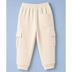 Babyhug Cotton Terry Knit Solid Lounge Pant with Cargo Pocket in Cream