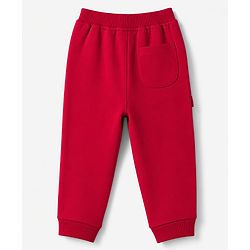 Babyhug Cotton Terry Knit Full Length Lounge Pant With Playtime Text Print - Red