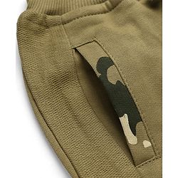 Babyhug Cotton Terry Full Length Jogger Fit Track Pant with Full Length and Adventure Ready Print in Olive Green