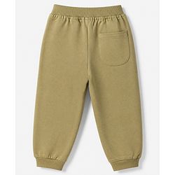 Babyhug Cotton Terry Full Length Jogger Fit Track Pant with Full Length and Adventure Ready Print in Olive Green