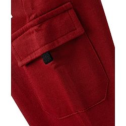 Babyhug 100% Cotton Terry Knit Full Length Lounge Pant with Text Print & Cargo Pockets - Dark Red