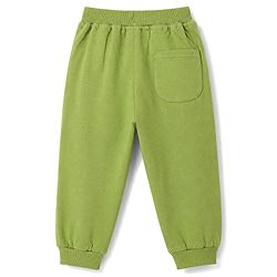Babyhug Terry 100% Cotton Knit Full Length Text Printed Lounge Pant - Green