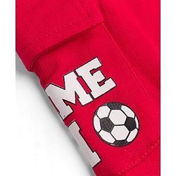Babyhug Cotton Terry Knit Full Length Lounge Pant With Game On Text Print - Red