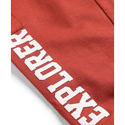 Babyhug 100% Cotton Terry Knit Full Length Lounge Pant with Text Print -Rust