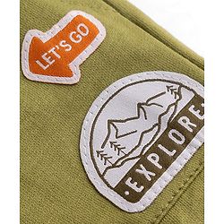 Babyhug 100% Cotton Terry Knit Full Length Lounge Pant With Cargo Pockets & Patch - Olive Green