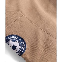 Babyhug 100% Cotton Terry Knit Full Length Lounge Pant With Patch - Beige