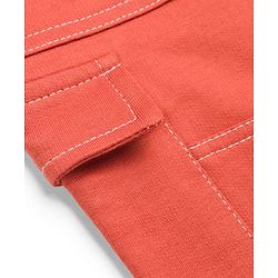 Babyhug 100% Cotton Terry Knit Full Length Cut N Sew Lounge Pant With Cargo Pockets - Rust Orange