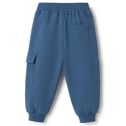 Babyhug 100% Cotton Terry Knit Full Length Text Printed Lounge Pant With Cargo Pockets - Blue