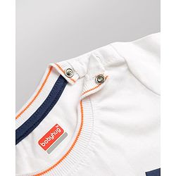 Babyhug 100% Cotton Single Jersey Knit Half Sleeves T-Shirt and Shorts with Basketball Print - White