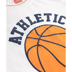 Babyhug 100% Cotton Single Jersey Knit Half Sleeves T-Shirt and Shorts with Basketball Print - White