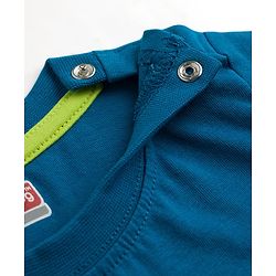 Babyhug Single Jersey Knit Half Sleeves T-Shirt & Shorts Set With Text Print - Blue & Limegreen