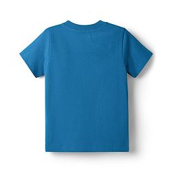 Babyhug Single Jersey Knit Half Sleeves T-Shirt & Shorts Set With Text Print - Blue & Limegreen