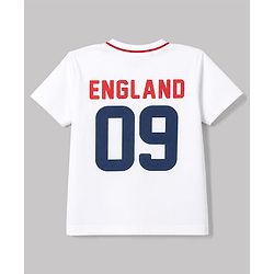 Babyhug 100% Cotton Single Jersey Knit Half Sleeves T-Shirt & Shorts Set England Print - White & Blue