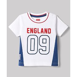 Babyhug 100% Cotton Single Jersey Knit Half Sleeves T-Shirt & Shorts Set England Print - White & Blue