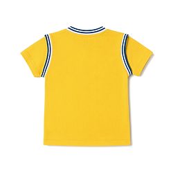 Babyhug 100% Cotton Terry Knit Half Sleeves T-Shirt & Shorts Set Basketball Print - Yellow & Blue