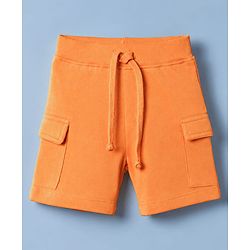 Babyhug 100% Cotton Knit Half Sleeves Beach Theme Printed T-Shirt & Shorts Set - White & Orange