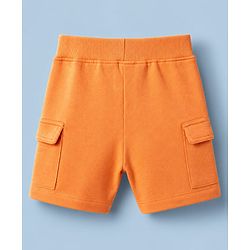 Babyhug 100% Cotton Knit Half Sleeves Beach Theme Printed T-Shirt & Shorts Set - White & Orange