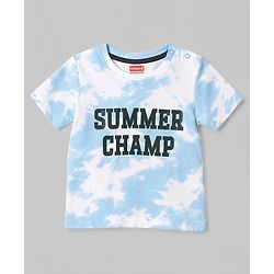 Babyhug Single Jersey Knit Half Sleeves Summer Camp Printed T-Shirt & Shorts Set With Tie Dye Pattern - Multicolor