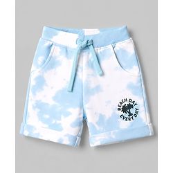 Babyhug Single Jersey Knit Half Sleeves Summer Camp Printed T-Shirt & Shorts Set With Tie Dye Pattern - Multicolor