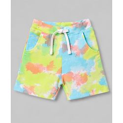 Babyhug Single Jersey Knit Half Sleeves The Coolest Printed T-Shirt & Shorts Set With Tie Dye Pattern - Multicolor