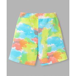 Babyhug Single Jersey Knit Half Sleeves The Coolest Printed T-Shirt & Shorts Set With Tie Dye Pattern - Multicolor