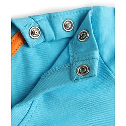 Babyhug 100% Cotton Single Jersey Knit Half Sleeves T-Shirt & Shorts Set Football Print - Orange & Blue