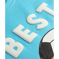 Babyhug 100% Cotton Single Jersey Knit Half Sleeves T-Shirt & Shorts Set Football Print - Orange & Blue